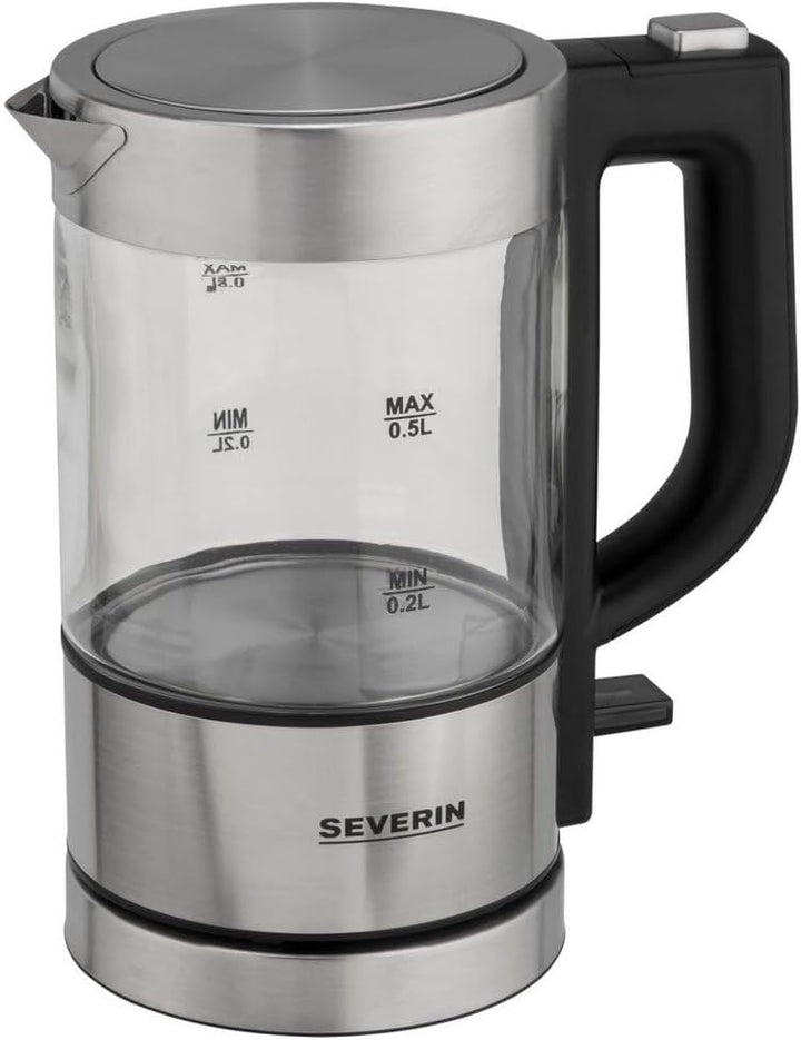 SEVERIN Mini Glas Wasserkocher, leistungsstarker und kompakter Wasserkocher in hochwertigem Design,