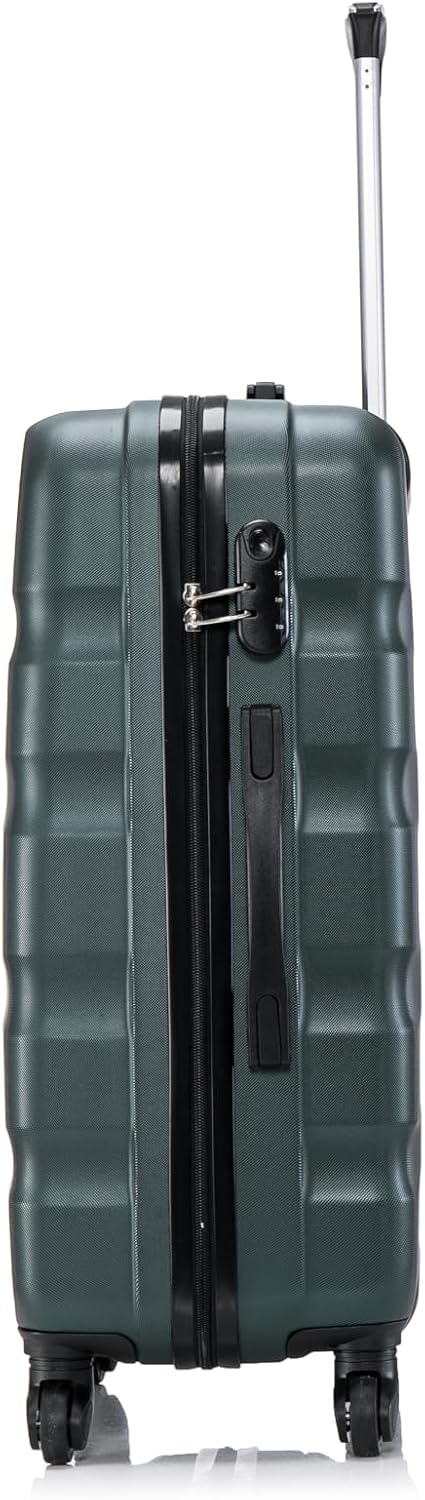 CELIMS - Koffersets | mittelgrosser Koffer + Kulturbeutel | 20kg Koffer | 4 Räder | Dunkelgrün Set M