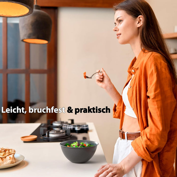 BigDean Müslischalen 6 Stück bruchfest 700ml in elegantem schwarz Lieblingsschalen