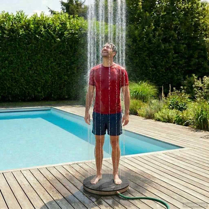 vidaXL Garten Boden Dusche WPC und Edelstahl 201 Anthrazit, mit Fusstaster, 4 m Wasserhöheneinstellu