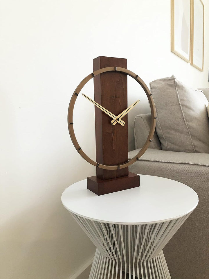 Carl Table / Wall clock - 34 x 27 cm - Wood/Steel - Brown - 'Carl Small'
