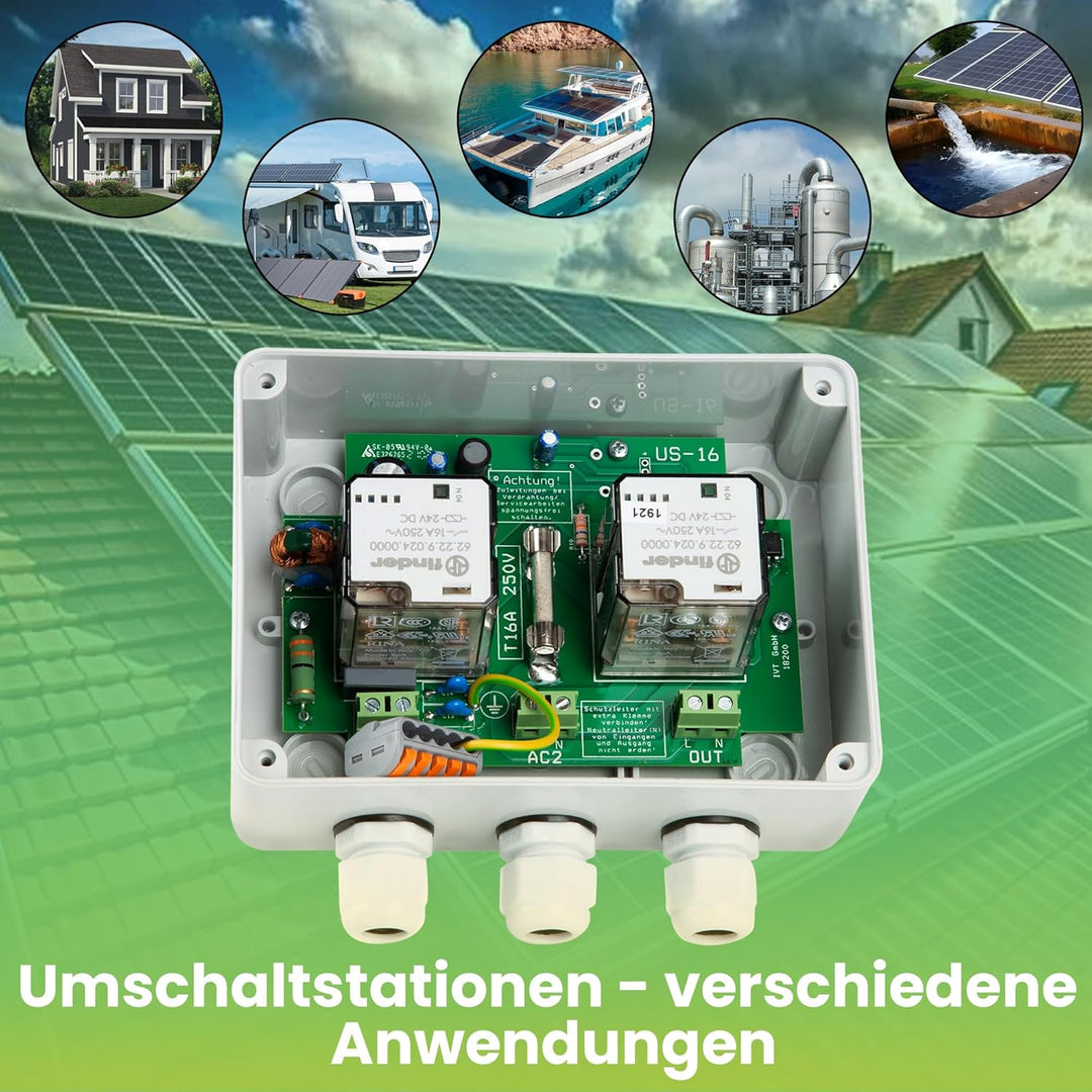 Offgridtec® Umschaltstation für Netzvorrangschaltung USV Betrieb US-16 230V 16A 3600W Single, Single