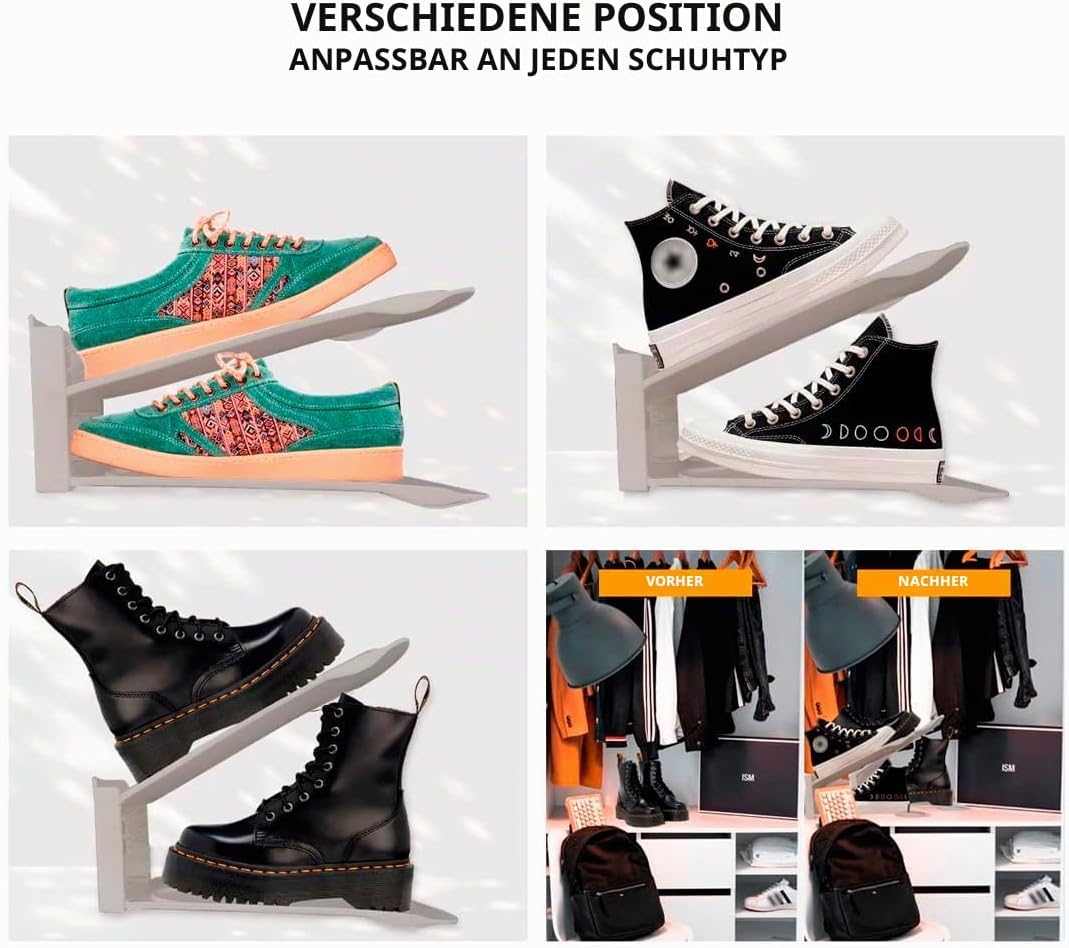 Schuhorganizer Platzsparend, rutschfest Schuhe Schrank, Schuhregal 3 Höhenverstellbar Mit Allen Arte