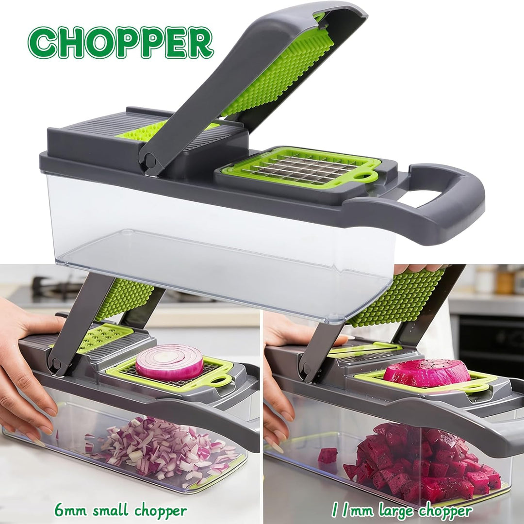16 In 1 Gemüseschneider Manuell Mandoline Vegetable Chopper Gemüse Zerkleinerer Würfelschneider Vegg