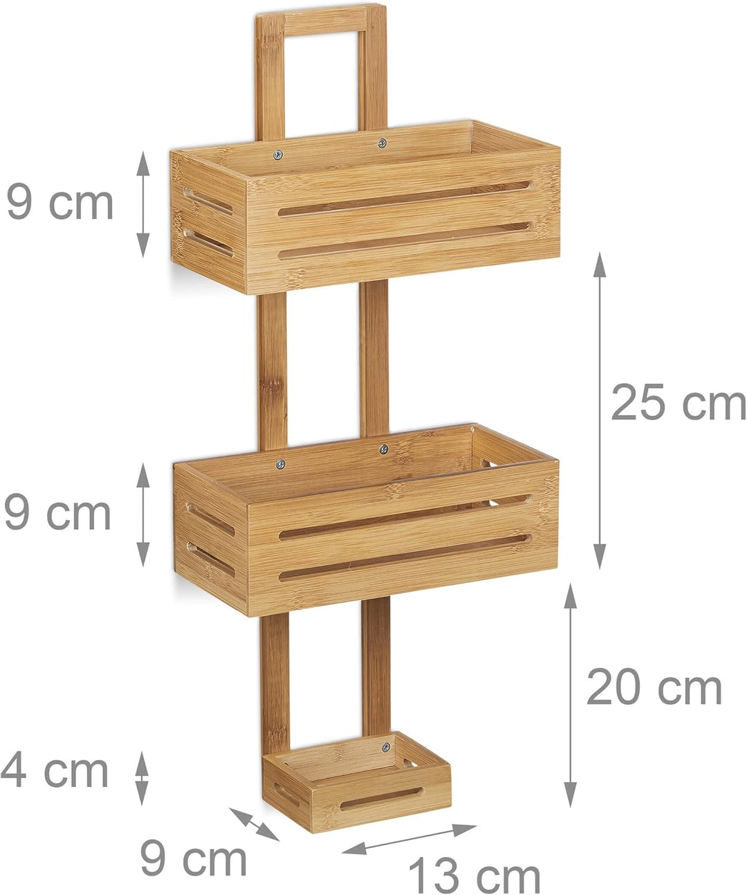 Relaxdays Duschregal Bambus H x B x T: 65 x 28 x 15,5 cm Duschablage aus Holz als Hängeregal Dusche