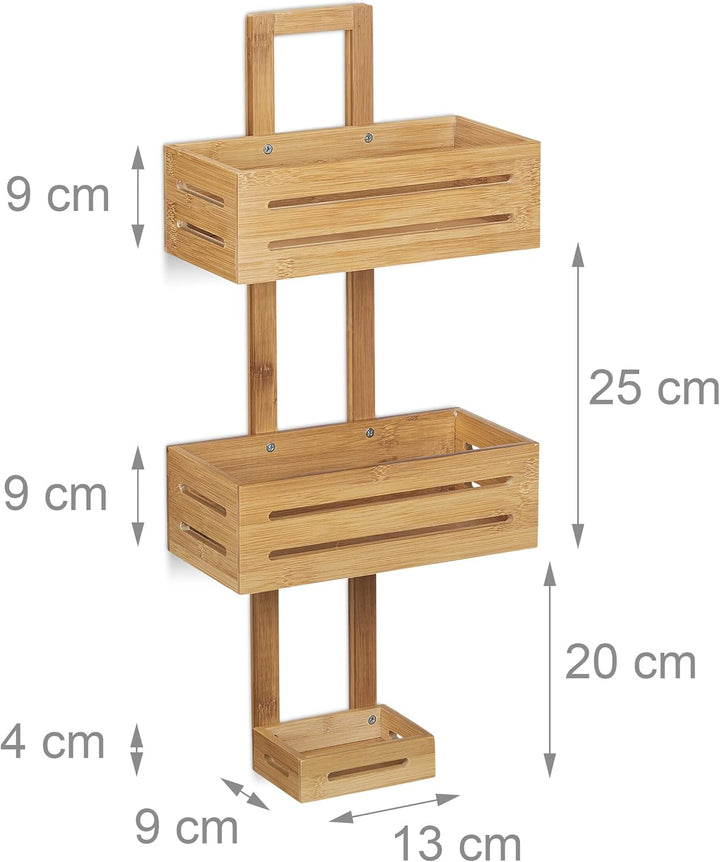 Relaxdays Duschregal Bambus H x B x T: 65 x 28 x 15,5 cm Duschablage aus Holz als Hängeregal Dusche
