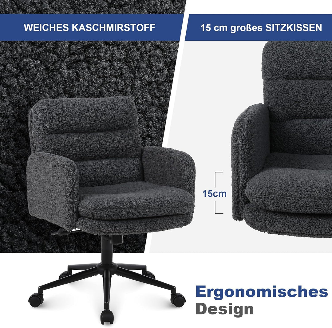 Youhauchair Schreibtischstuhl, Schminktisch Stuhl aus Kunstpelz, Bequemer Drehstuhl Schreibtisch Stu
