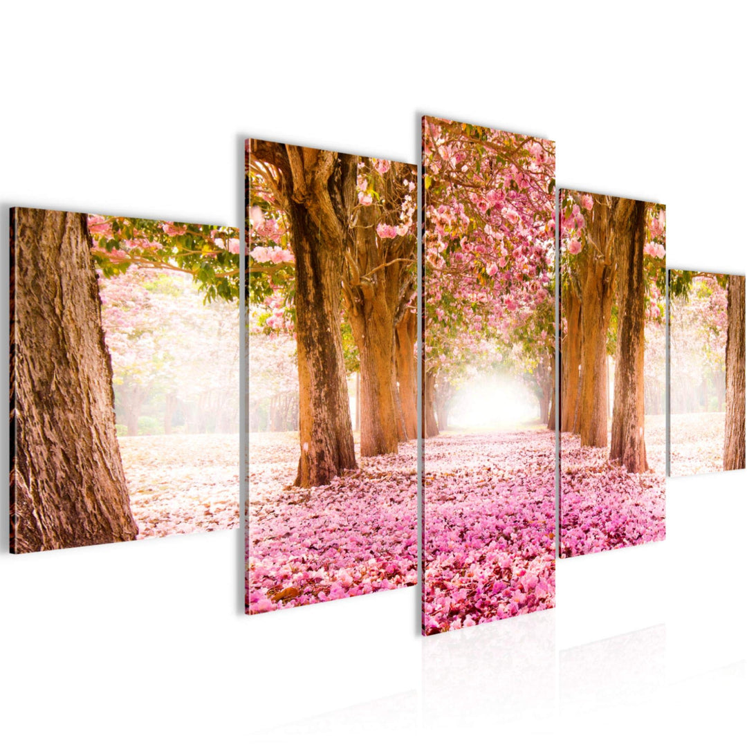 Runa Art Wandbilder Wald Landschaft 5 Teilig Bild auf Vlies Leinwand Deko Schlafzimmer Wohnzimmer Na