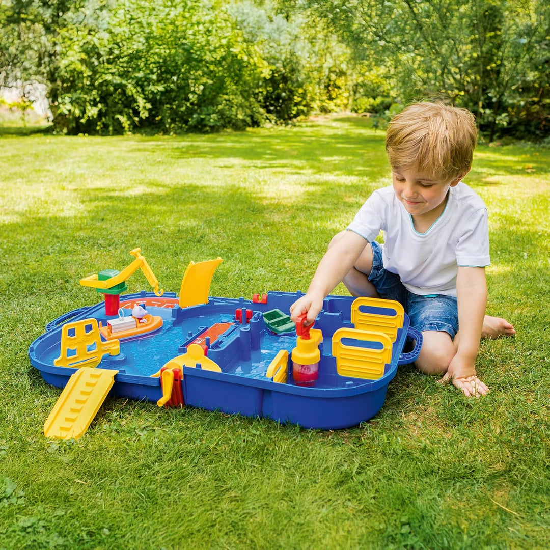 AquaPlay - LockBox - Wasserbahn als Transportkoffer mit 27 Teilen, Spieleset inklusive 1 Hippo Wilma