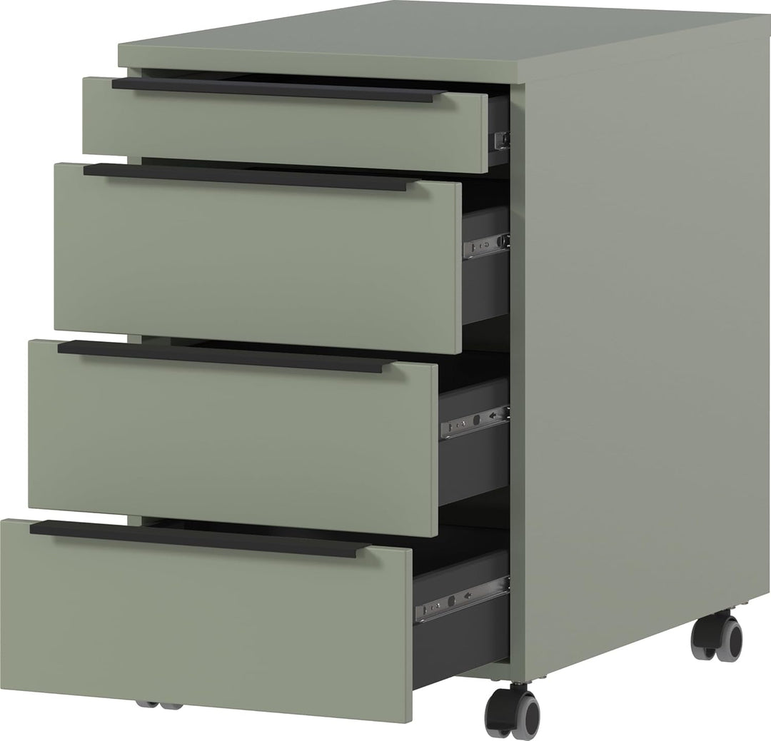 Germania Rollcontainer 4377-628, in Taupegrün, mit Utensilienfach, 42 x 63 x 60 cm (BxHxT), Taupegrü