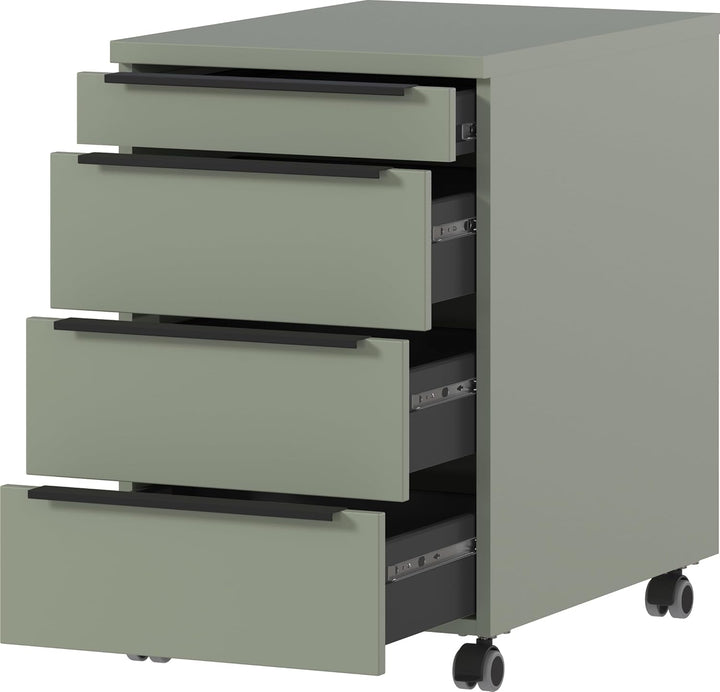 Germania Rollcontainer 4377-628, in Taupegrün, mit Utensilienfach, 42 x 63 x 60 cm (BxHxT), Taupegrü