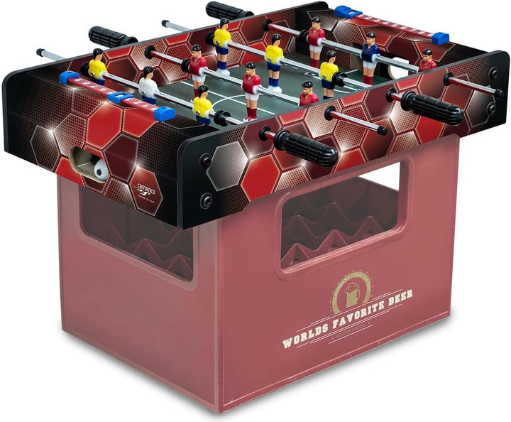 Carromco Bierkistenkicker Mini Tischfussball - Tischfussball Spiel für Getränkekisten 40 x 30 cm - F
