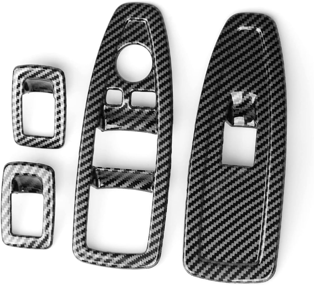 4PCS Auto Fenster Schalter Abdeckung Cover Carbon Fiber Aufkleber ABS Fenstersteuerungsschalter komp
