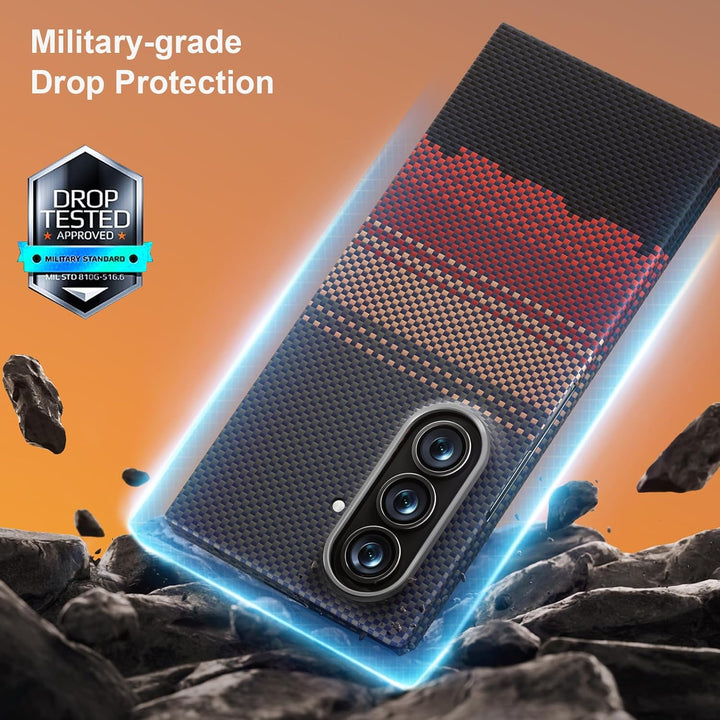 memumi Carbon Hülle für Galaxy Z Fold 7, mit Schutzfolie auf der Vorderseite, 0,5 mm Superdünne, Hül