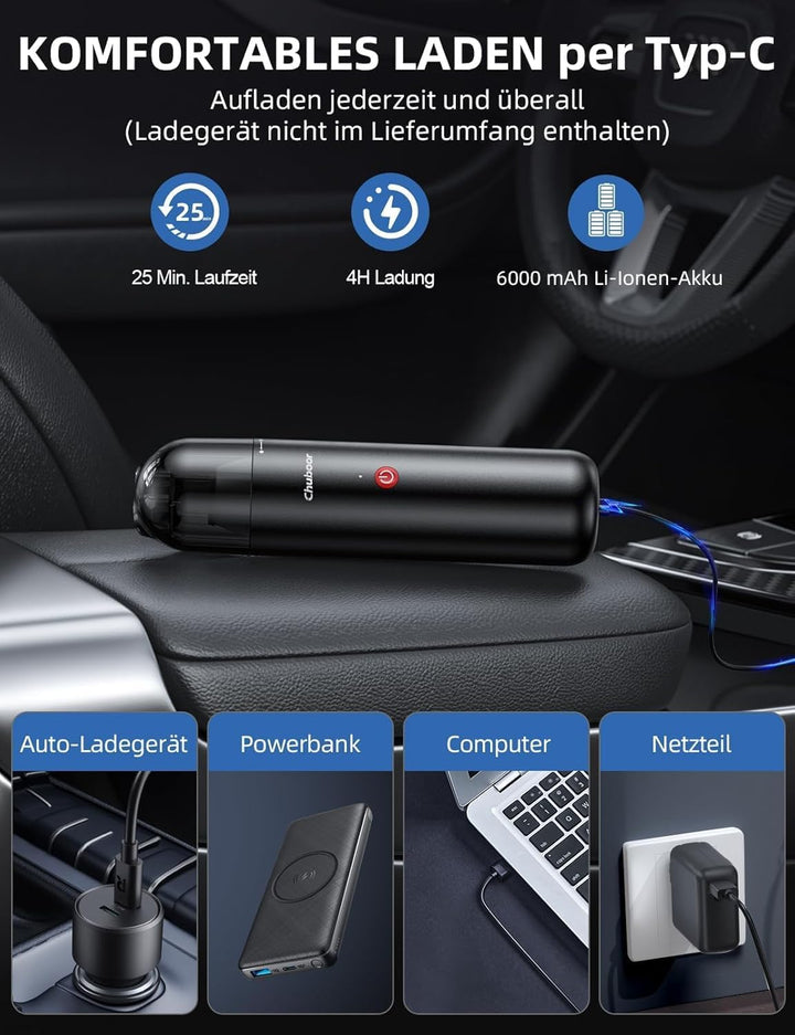 Chuboor Handheld Vacuum Cordless Handstaubsauger akku, Leistungsstarker Akku Handstaubsauger Hohe Le