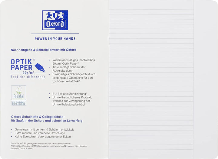 Oxford Schulheft A4, Touch, 16 Blatt, Lineatur 25, liniert, 15 Stück grassgrün L 25 - liniert mit Ra