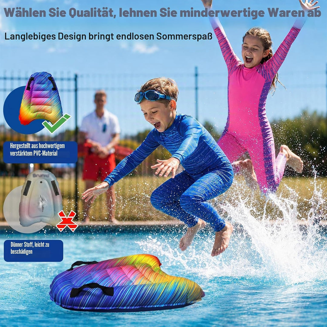 Luftmatratze Wasser für Kinder & Erwachsene, FainFun Surfbrett Aufblasbar, Bodyboard mit Griffen, Wa