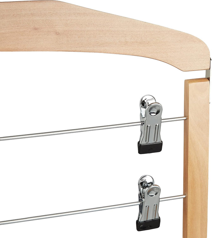 15 x Rockbügel mehrfach, Hosenbügel Holz, 360° drehbarer Haken, Kleiderbügel rutschfest, HBT 45,5x39