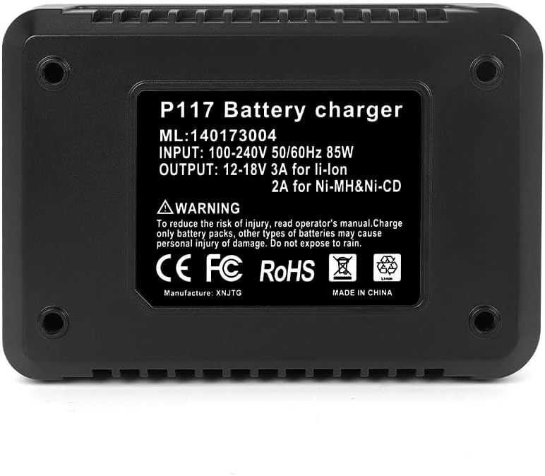 P117 Ersatz-Ladegerät Kompatibel mit RYOBI 12V-18V Li-Ion-NI-CD NI-Mh Akku P100 P102 P103 P105 P106