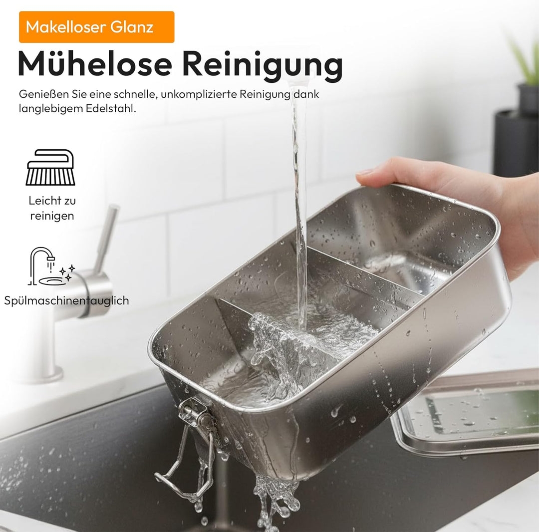Dimono® Lunchbox Brotdose 1400ml Auslaufsichere Bento-Box Brotzeit-Dose aus Edelstahl; Wasserdichte