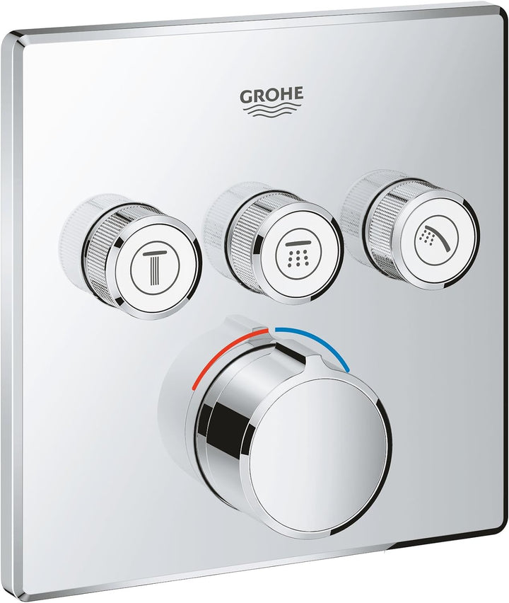GROHE Smartcontrol - Unterputzmischer mit 3 Absperrventilen, eckig, chrom, 29149000 &amp; Euphoria Cube