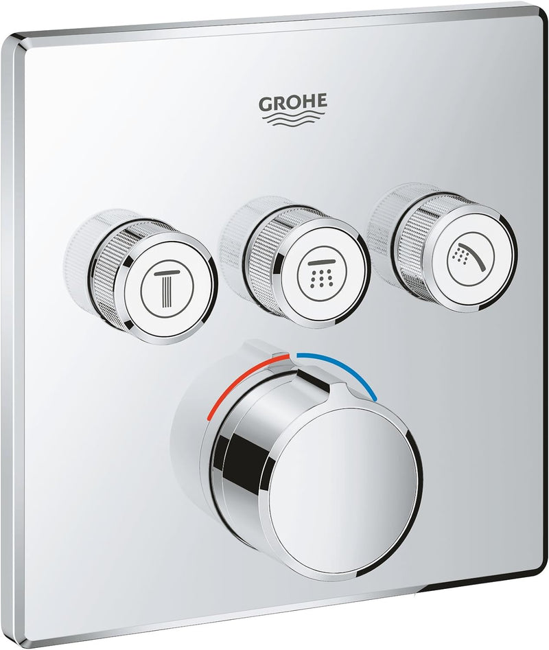 GROHE Smartcontrol - Unterputzmischer mit 3 Absperrventilen, eckig, chrom, 29149000 & Euphoria Cube