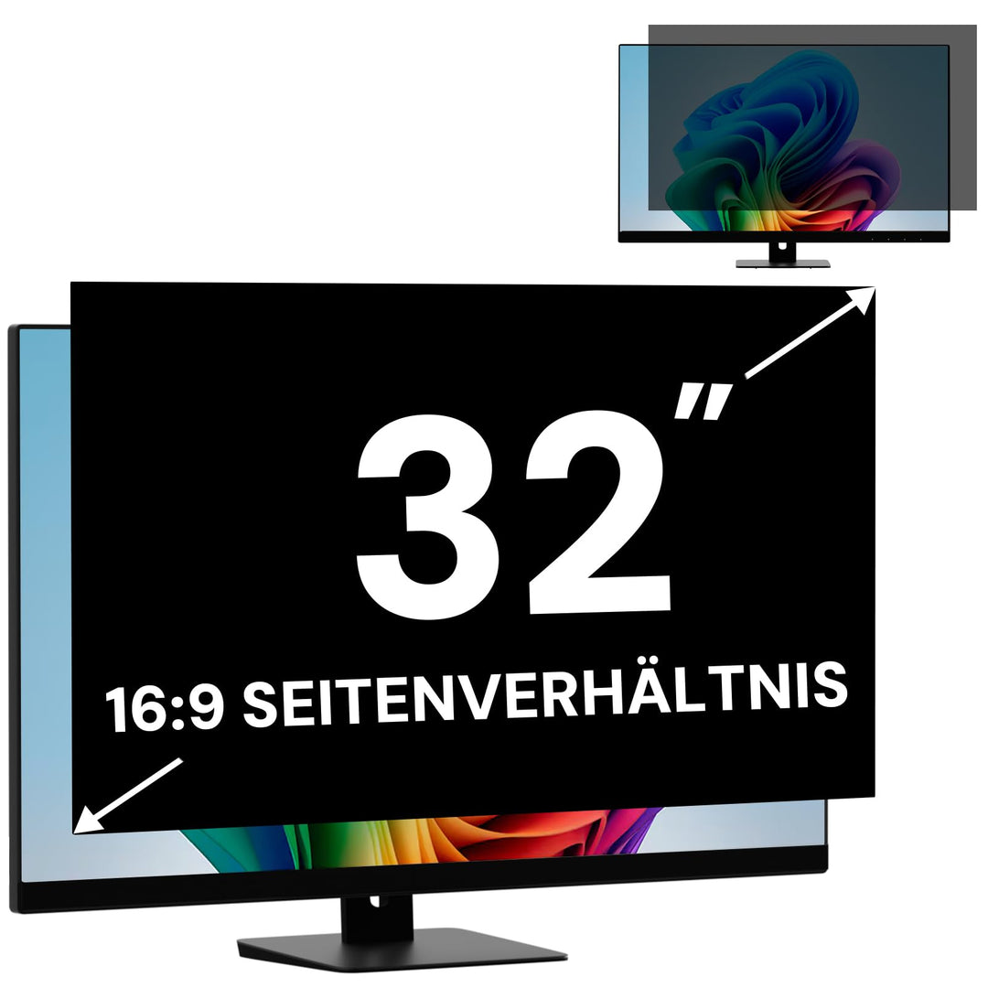 32 Zoll Computer Bildschirm Blickschutzfilter für 16:9 Breitbild Monitor, Abnehmbarer Computer Bilds