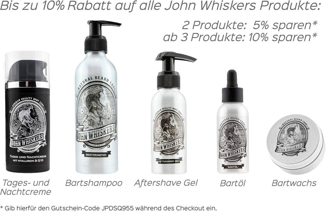 John Whiskers Bartwachs Made in Germany - natürliches & veganes Bart Balsam - süsslich herber Duft -