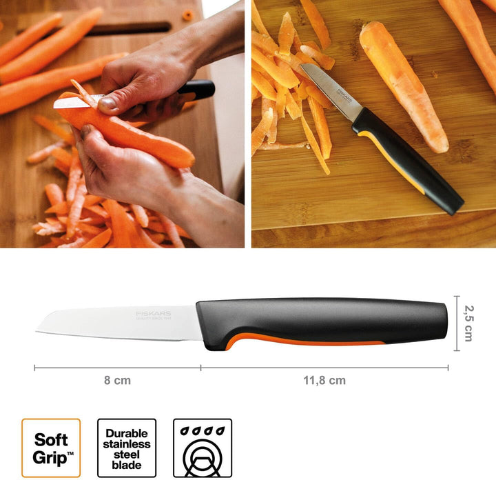 Fiskars Schälmesser, Functional Form, Gerade Klinge, Gesamtlänge: 20 cm, Japanischer Edelstahl/Kunst