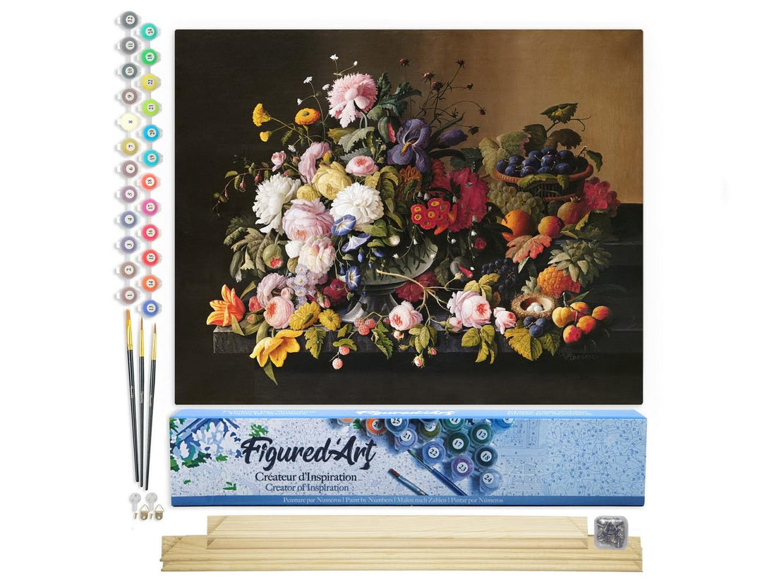 Figured'Art Malen Nach Zahlen Erwachsene Mit Rahmen Blumen und Obst - Severin Roesen - Paint by Numb