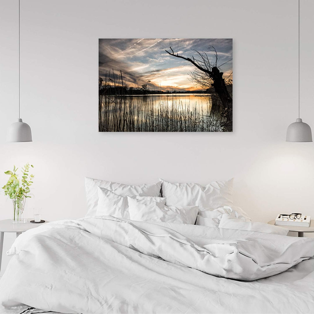 Feeby Wanddeko Natur Bild Kunstdruck modern Landschaft Grau 80x60 cm