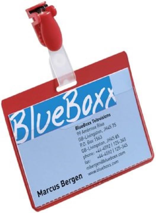 Durable Namensschild (mit Clip, 60 x 90 mm, Kunststoff) Packung à 25 Stück, rot, 810603, rot