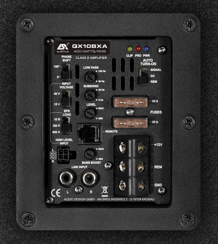 ESX QX10BXA - 10“ (25 cm) aktiver Downfire-Subwoofer aus der Quantum -Serie | 1000W Peak