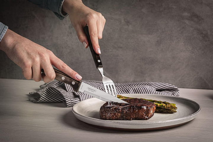 Tramontina Steakbesteck "Gaucho", Set 8-teilig, mit 4 Steakmessern und 4 Steakgabeln, Edelstahl, Ech