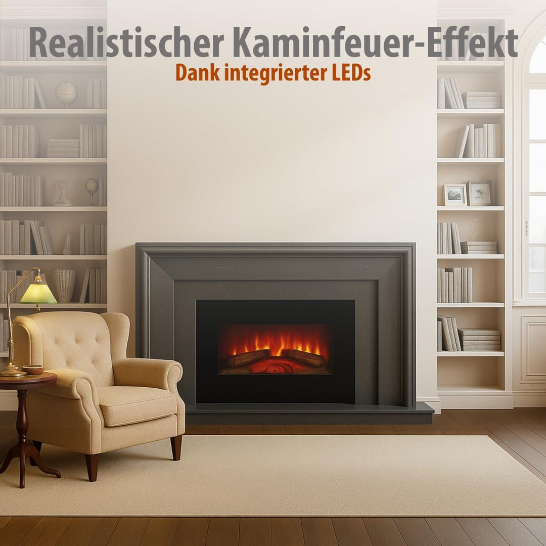 Classic Fire Elektrischer Kamineffekt-Ofen-1800W, Schwarz, 13x66x46 cm