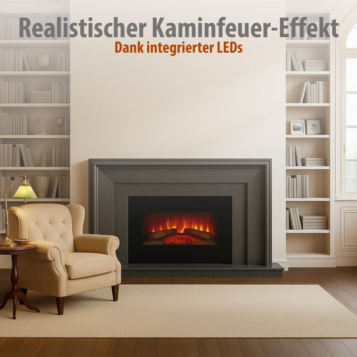 Classic Fire Elektrischer Kamineffekt-Ofen-1800W, Schwarz, 13x66x46 cm