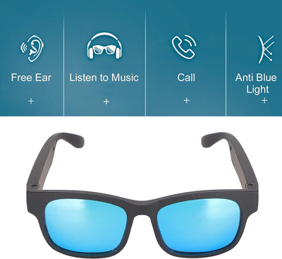 ASHATA Smart Audio Brille, Open Ear Wireless Bluetooth Sonnenbrille mit Kopfhörer, Noise Cancelling