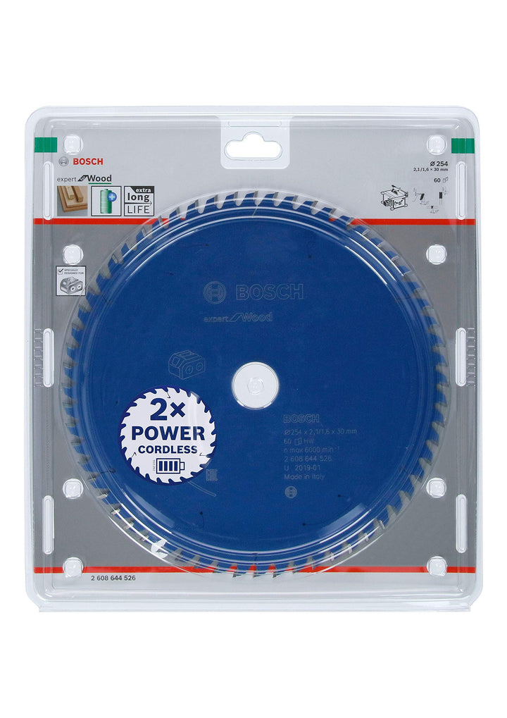 Bosch Professional 1x Kreissägeblatt Expert for Wood (Holz, Sägeblatt Ø 254 x 30 x 2,1 mm, 60 Zähne,