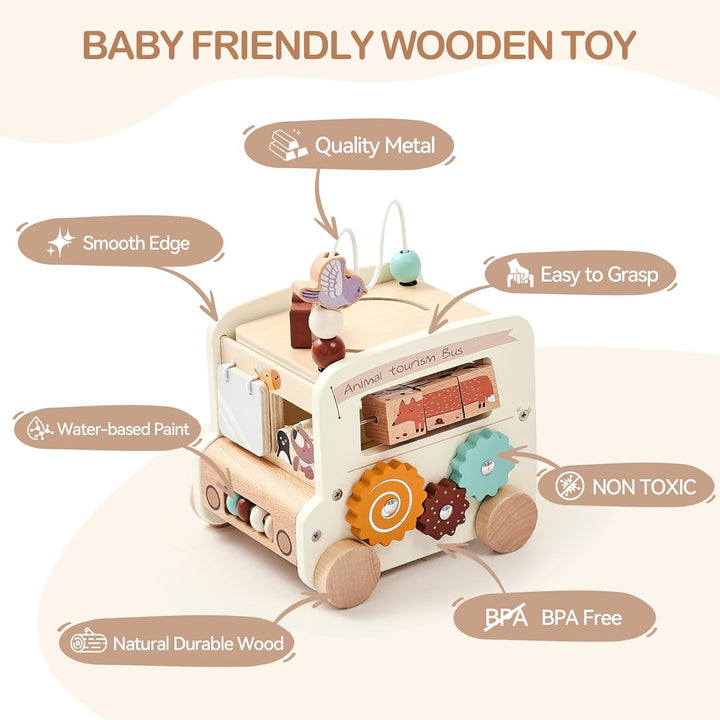 OESSUF Motorikwürfel ab 1 Jahr | Spielwürfel Baby Montessori Spielzeug ab 1 Jahr | 9 in 1 Bus Activi