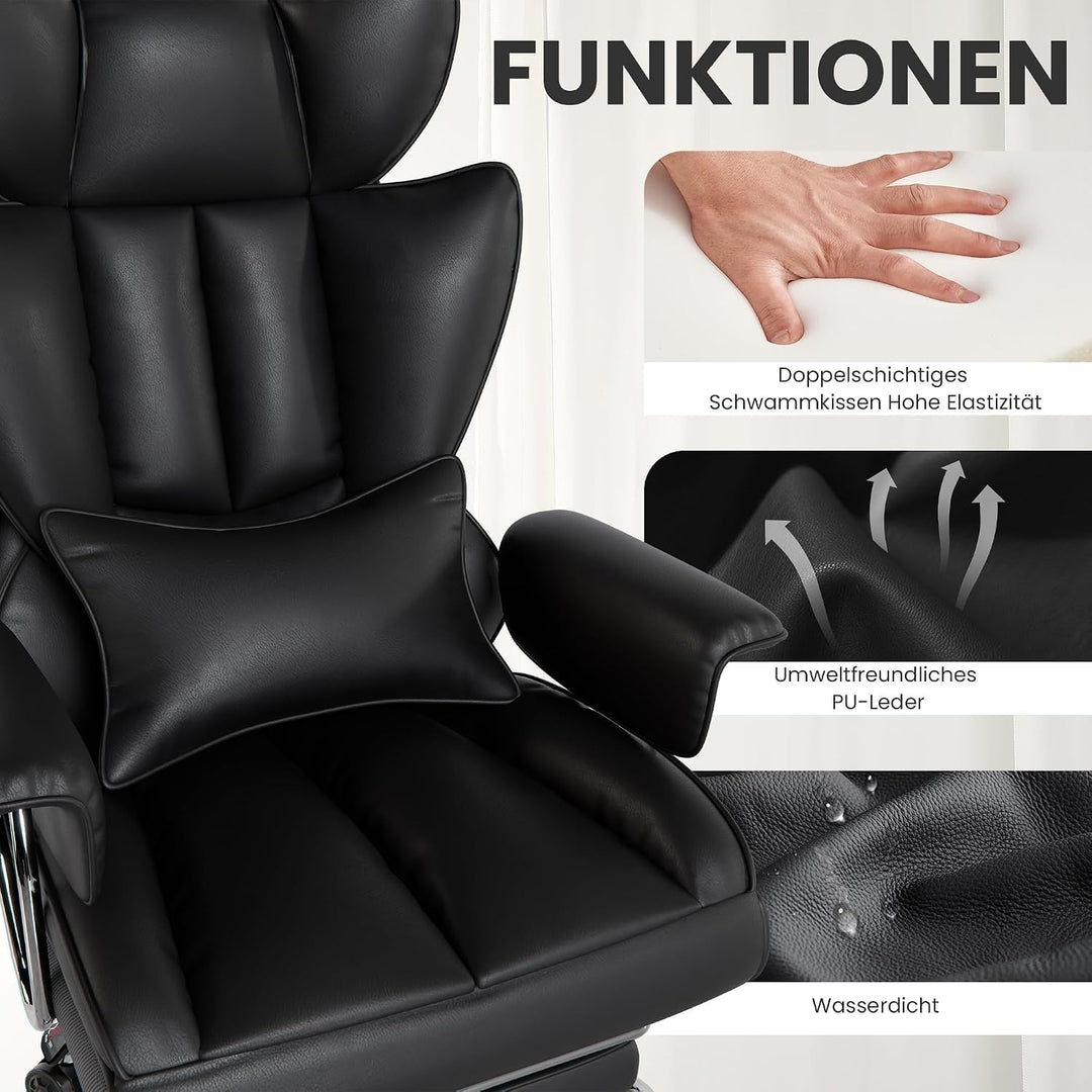 2026 Upgrade Bürostuhl Chefsessel bis 210kg, Ergonomischer Schreibtischstuhl, Lendenwirbelstütze und