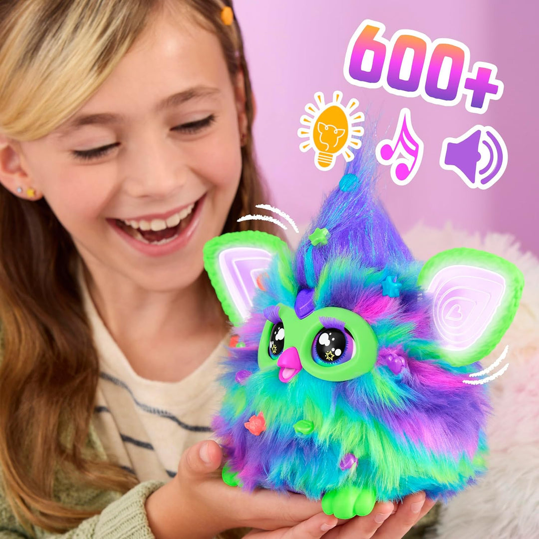 Furby Galaxy, leuchtet im Dunkeln, interaktives Plüschspielzeug - Deutsche Fassung, Silber/Blau/Lila