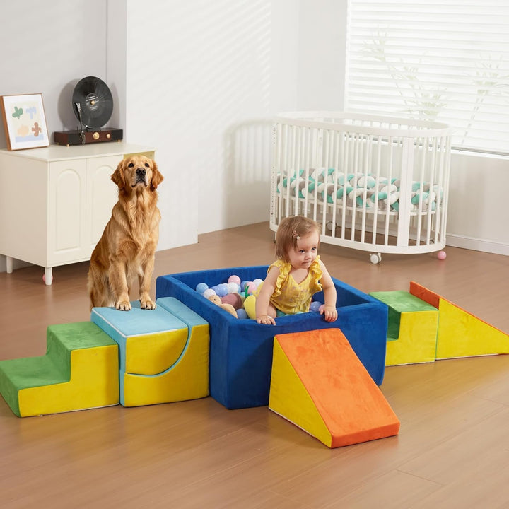 Schaumstoff Bausteine Kinder, Schaumstoff Kletterblöcke XXL, 6 Softbausteine Baby für Zuhause, Monte
