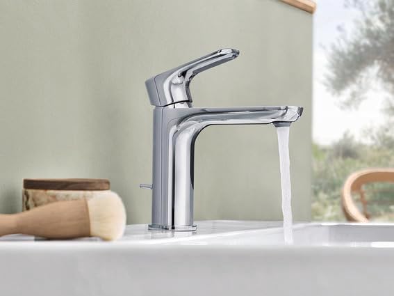 Villeroy & Boch O.novo Waschtischarmatur, Wasserhahn Bad mit Zugstange und Keramikkartusche, Waschbe
