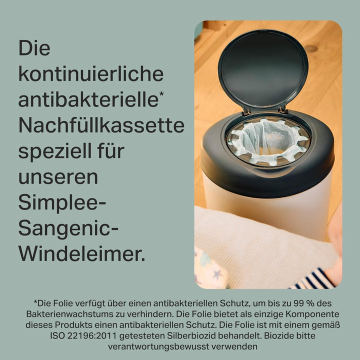 Tommee Tippee Nachfüllkassetten für Simplee Sangenic Windeleimer, Antibakterieller Schutz, 6er-Pack