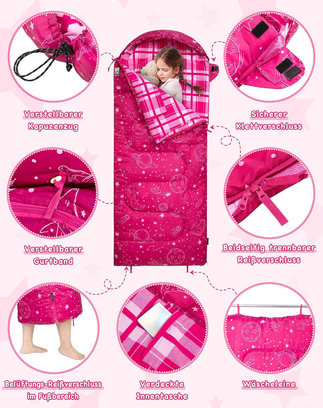 Kingcamp Kinderschlafsack Baumwolle Flanell Sommer bis 145cm | Deckenschlafsack für Kinder 10-12 Jah