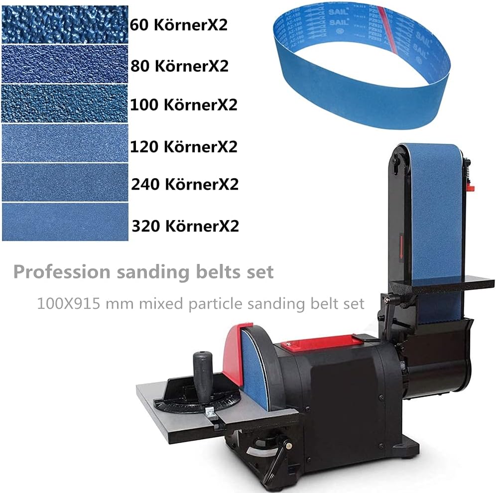 12 Stück Beruf Schleifband Set,Zirkoniumkorund Schleifbänder 100 x 915 mm,je 2 Stück Körnung（60,80,1