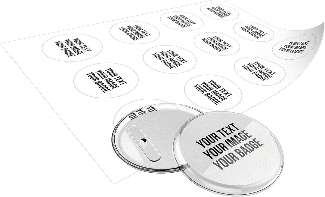 Buttons mit Kühlschrank-Magnet (56 mm, 10 Stück) - Ansteckbuttons Set mit A4-Buttonpapier, 10