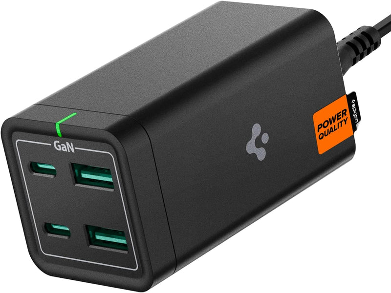 USB C Ladegerät, Spigen 65W GaN Fast 4-Port USB C Ladestation USB-C PD USB-A Fast Charging Hub für M