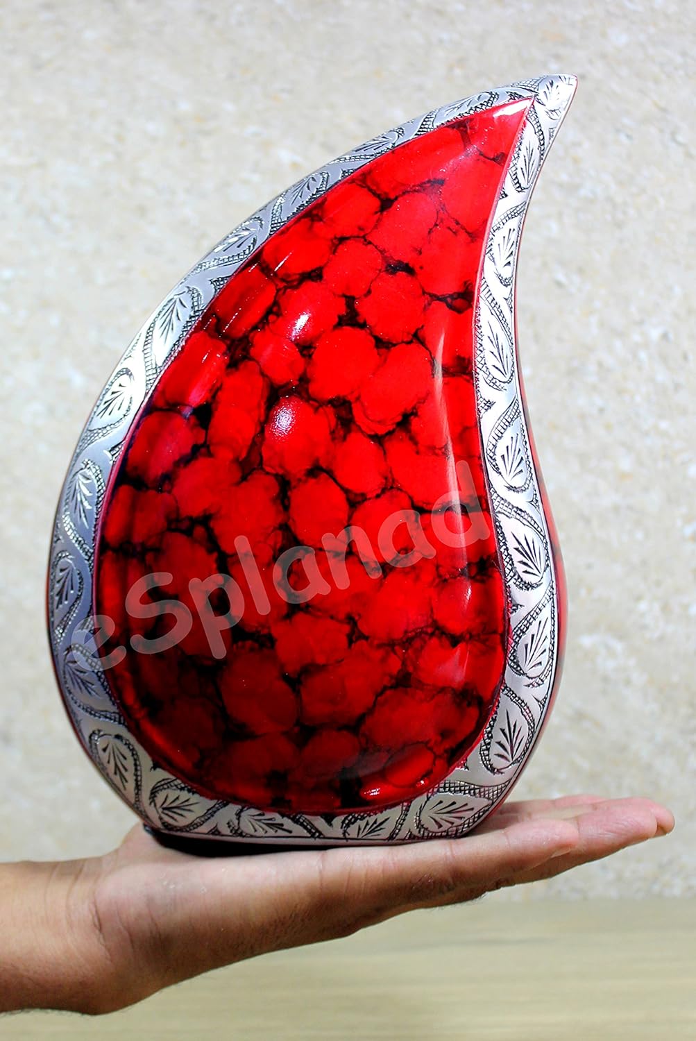 eSplanade Teardrop Urne Memorial Container Jar Pot | Urne | Urne aus Metall | Bestattungsurne (Feuer