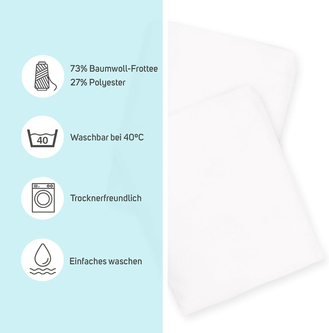 Matratzenschoner aus Baumwolle für Babykrippe | 80 x 130 cm | Wasserdicht | Atmungsaktiv | mit Gummi